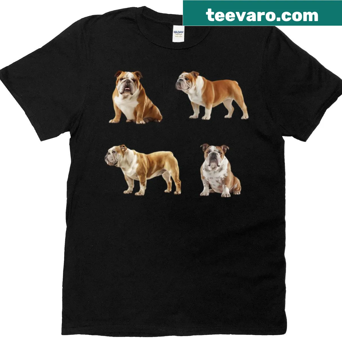 English Bulldogs graphic T-shirt for dog lovers — on a men's t-shirt