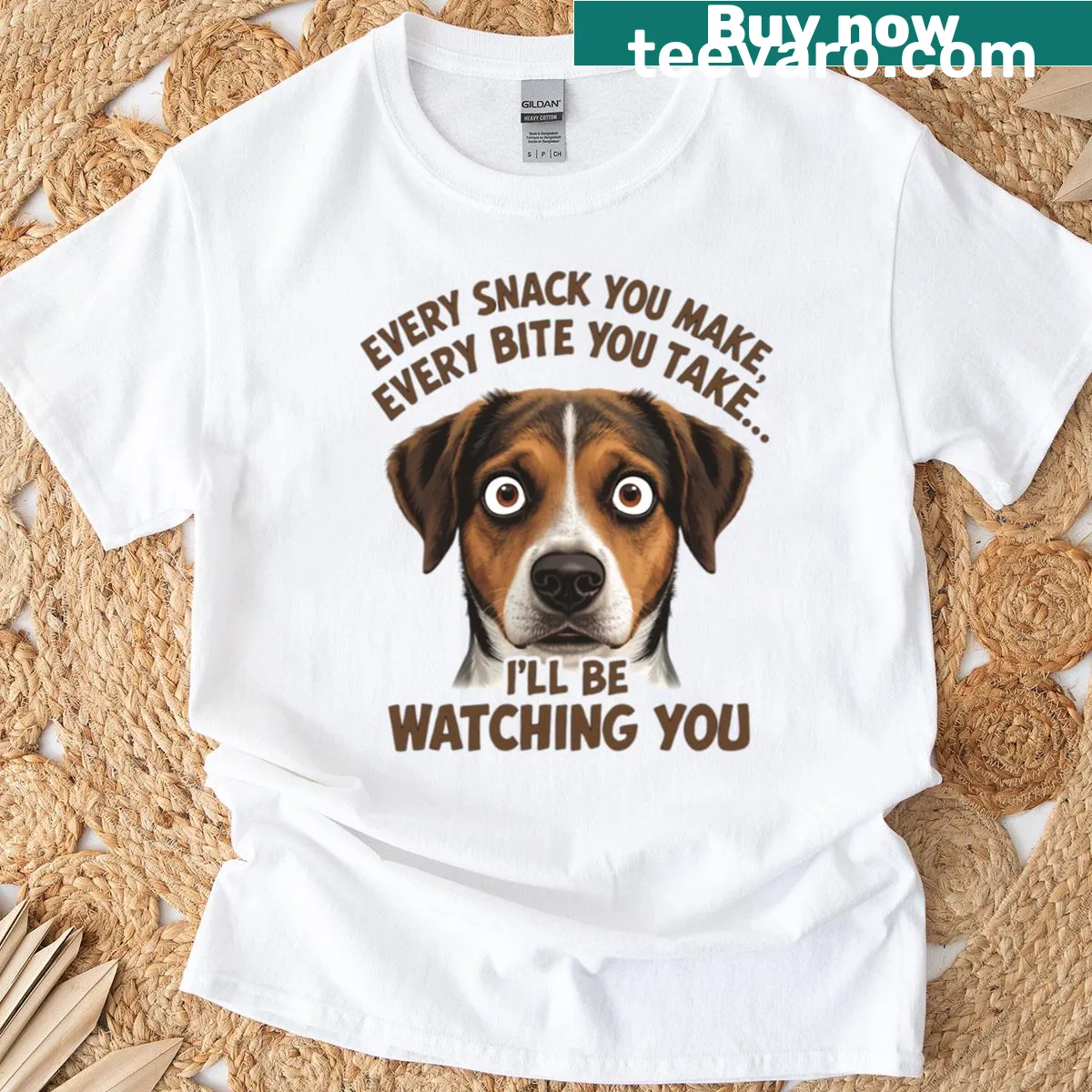 Funny dog-themed t-shirt with the phrase about watching snacks. — on a men's t-shirt