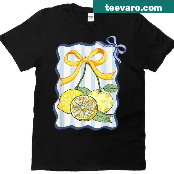 Lemon graphic T-shirt with bow design for women