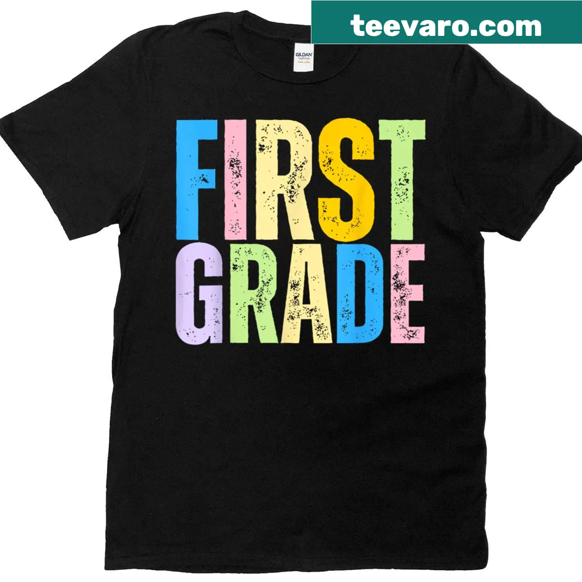 Retro T-shirt for teachers celebrating first grade — on a men's t-shirt