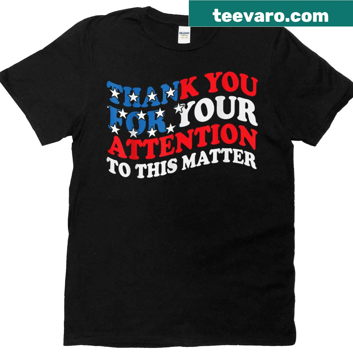 Patriotic T-shirt with American flag and gratitude message — on a men's t-shirt