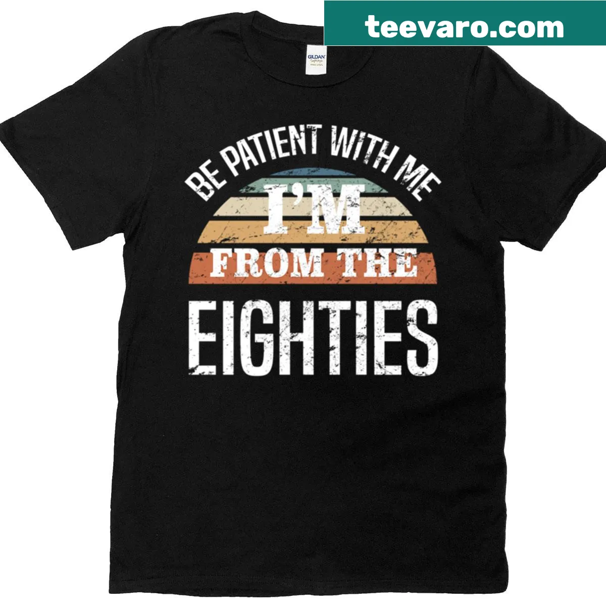 T-shirt with humorous text celebrating 40th birthday, referencing the 80s — on a men's t-shirt