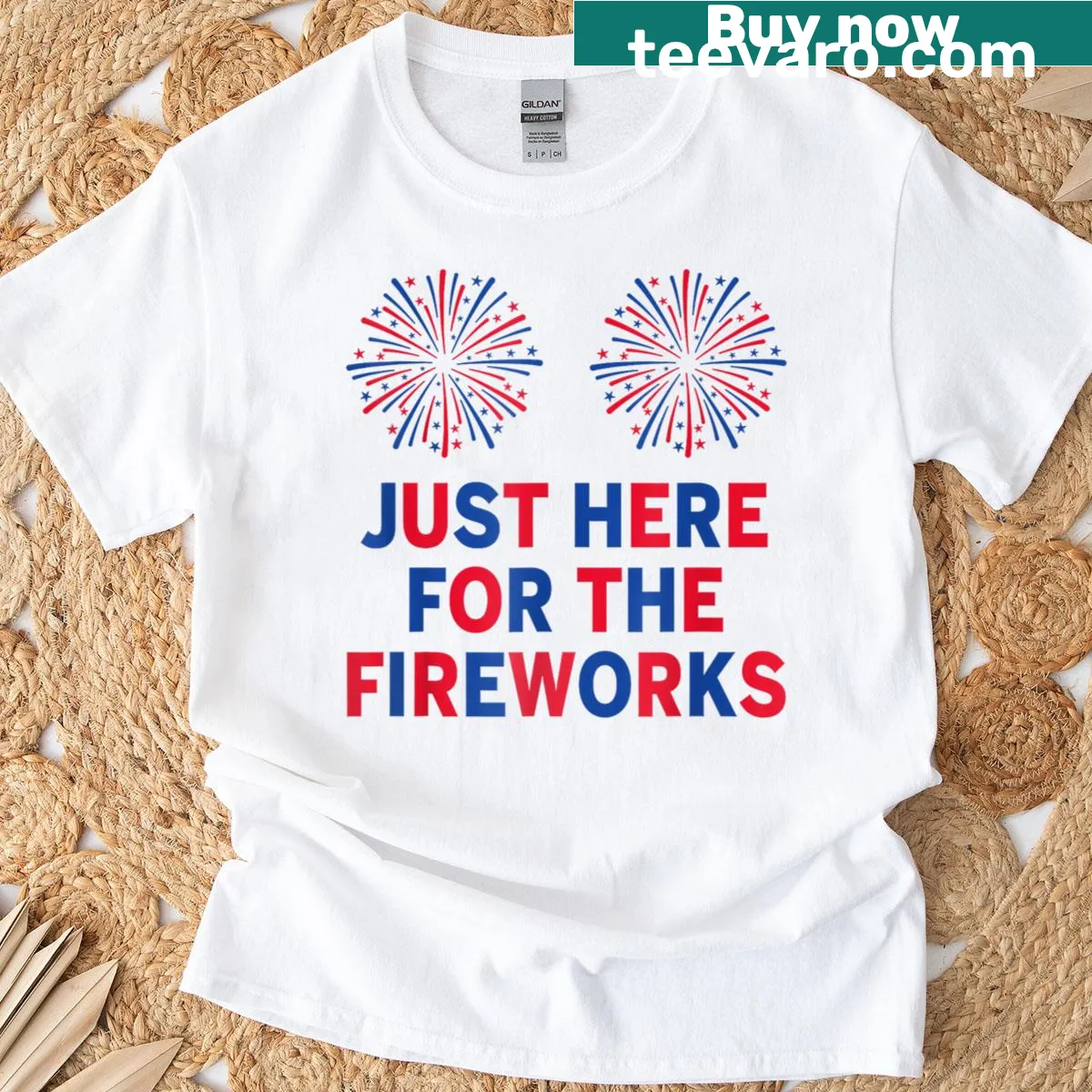 Matching couple T-shirts for July 4th celebrations with funny designs — on a men's t-shirt