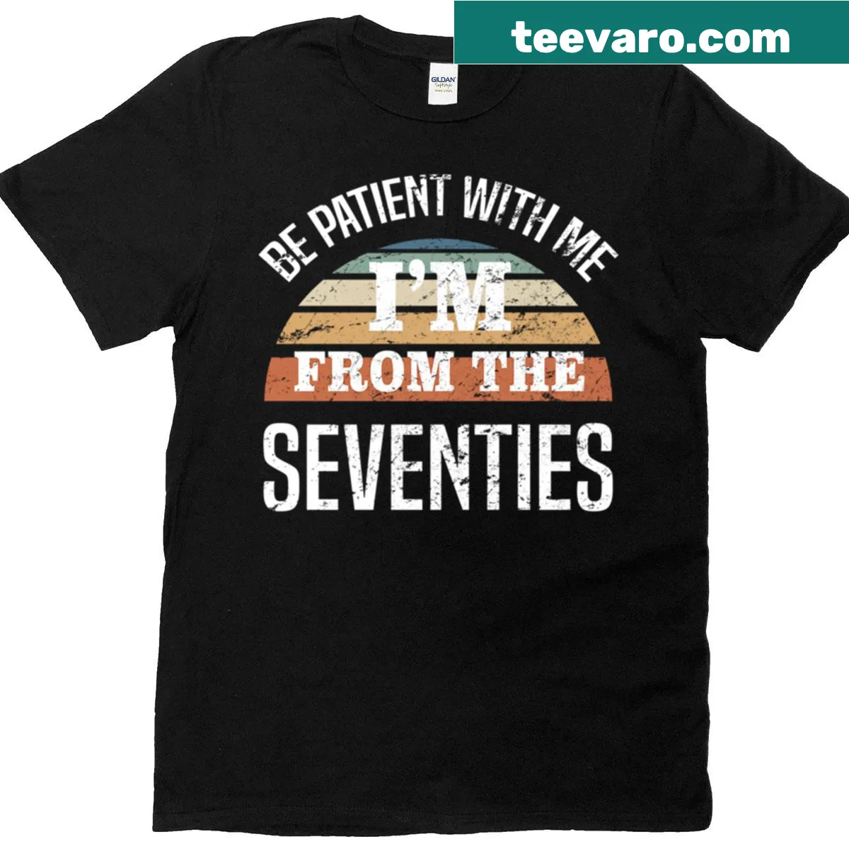 70s themed oversized T-shirt for the 50th birthday celebration — on a men's t-shirt
