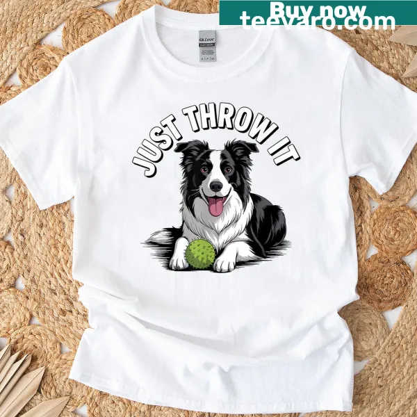 T-shirt featuring a humorous Border Collie graphic
