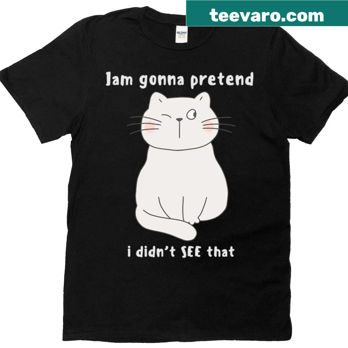 Illustrated cat humor graphic t-shirt with a funny quote about pets — on a men's t-shirt