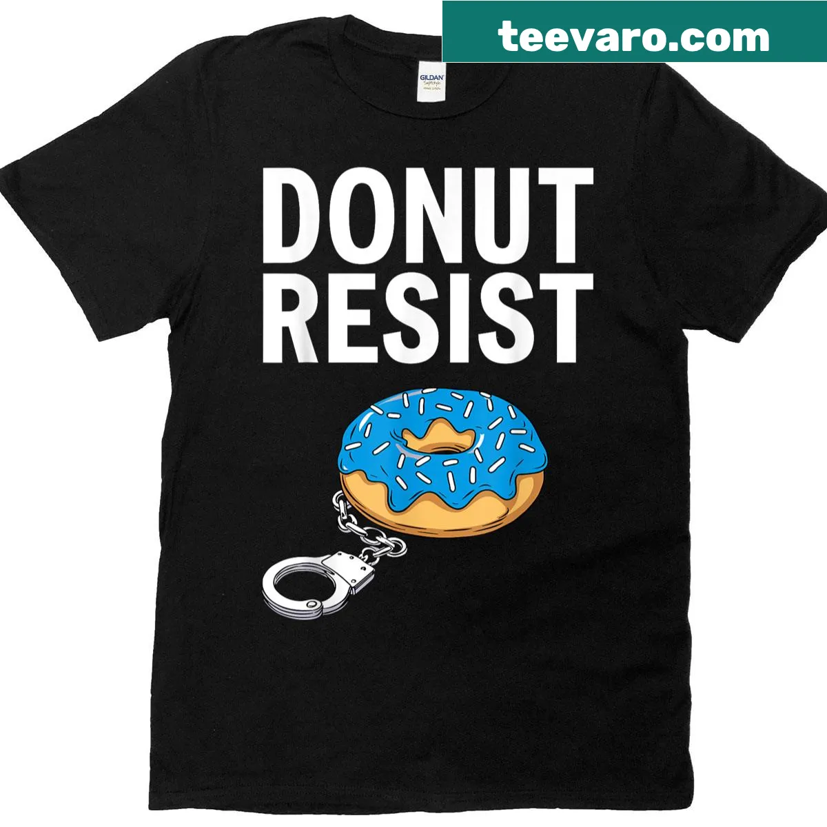 Humorous cop-themed illustration t-shirt for police officers — on a men's t-shirt