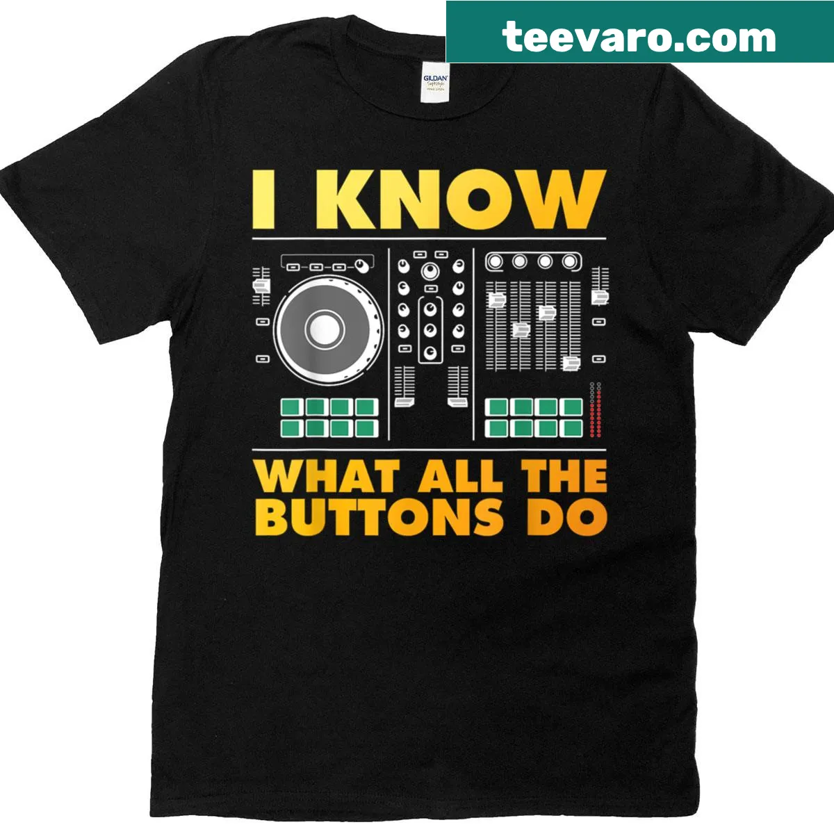 Humorous DJ graphic celebrating music producers — on a men's t-shirt