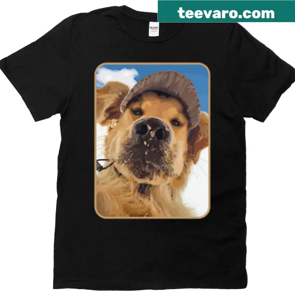 Adorable oversized T-shirt featuring a golden retriever illustration.