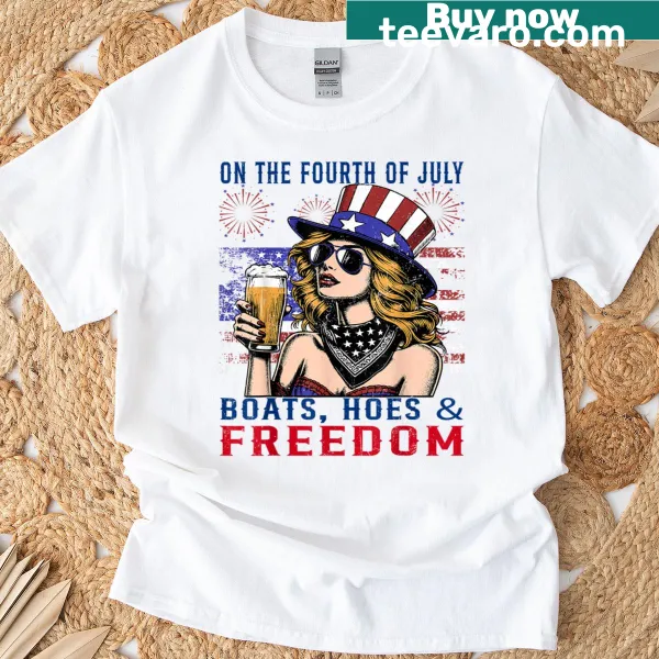 Humorous Fourth of July themed T-shirt with playful text