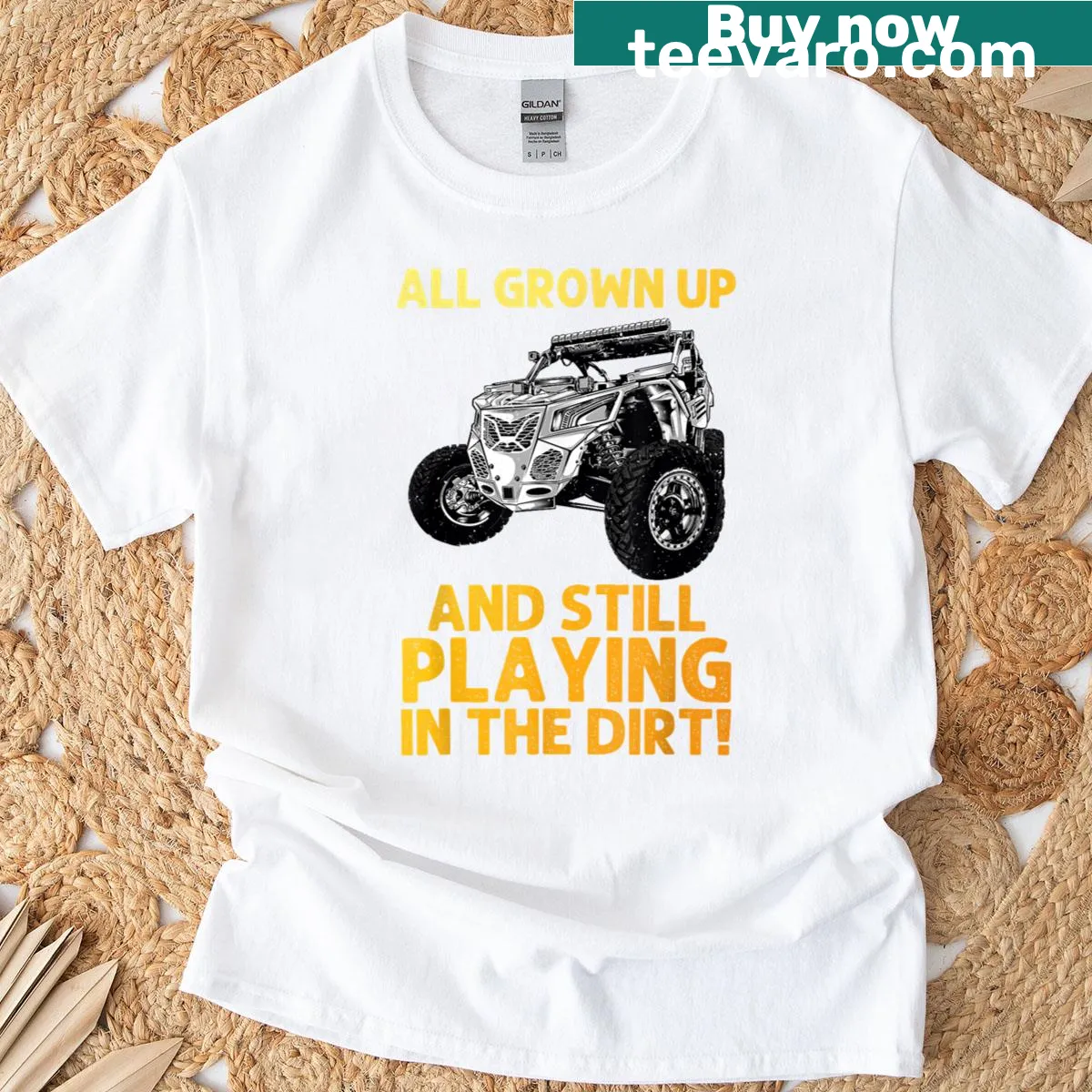 Off-roading UTV SXS design graphic T-shirt — on a men's t-shirt