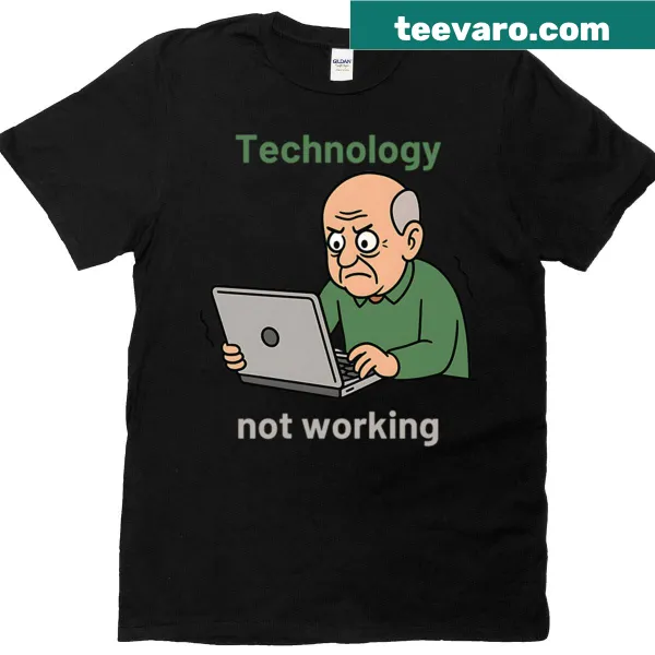 Cartoon of an angry grandpa struggling with technology