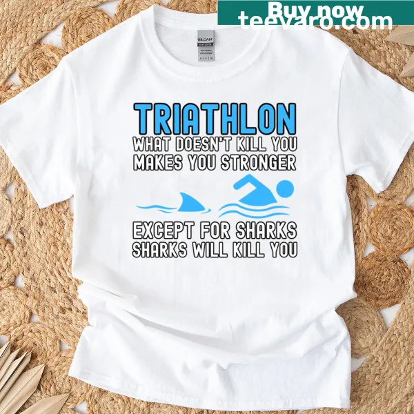 Humorous t-shirt for triathlon enthusiasts with playful text