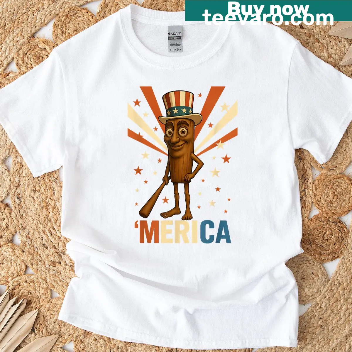 T-shirt with humorous text for Fourth of July celebrations — on a men's t-shirt