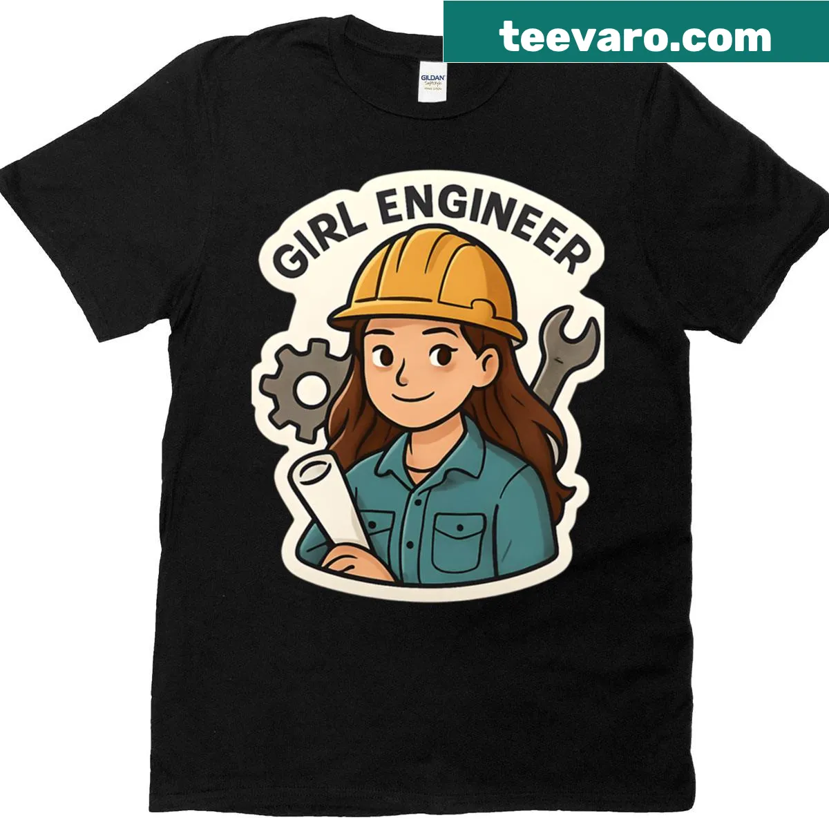 T-shirt with empowering typography for girls in STEM fields — on a men's t-shirt