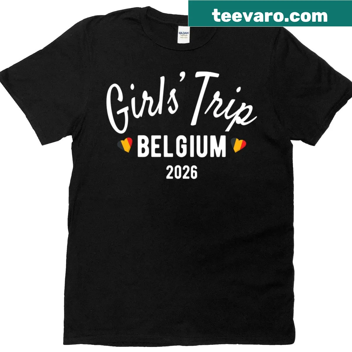 T-shirt commemorating a girls trip to Belgium in 2026 — on a men's t-shirt