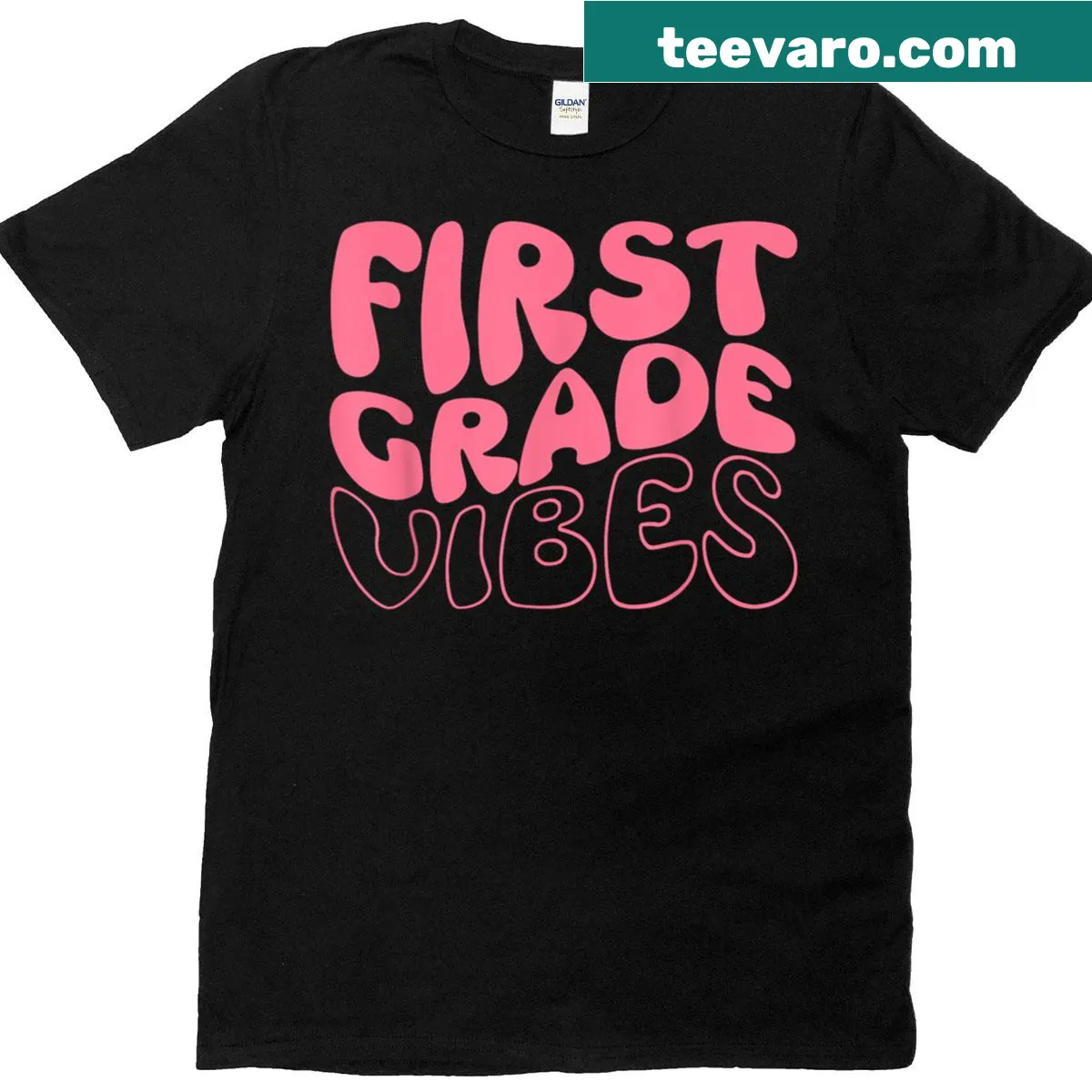 Retro first grade vibes graphic on a cheerful t-shirt. — on a men's t-shirt