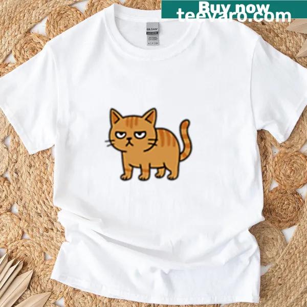 Illustration of grumpy cat for humorous t-shirt