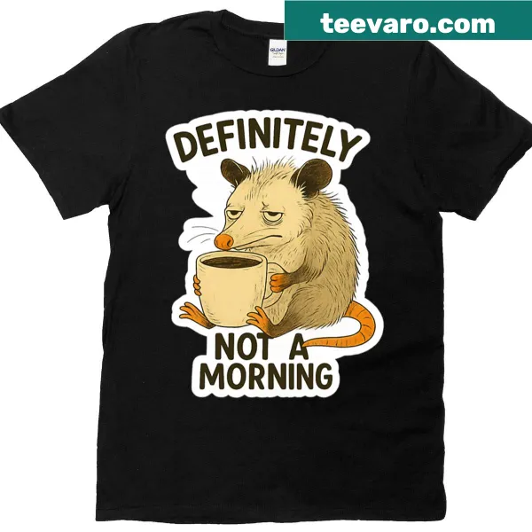Funny cartoon opossum graphic on an oversized t-shirt.