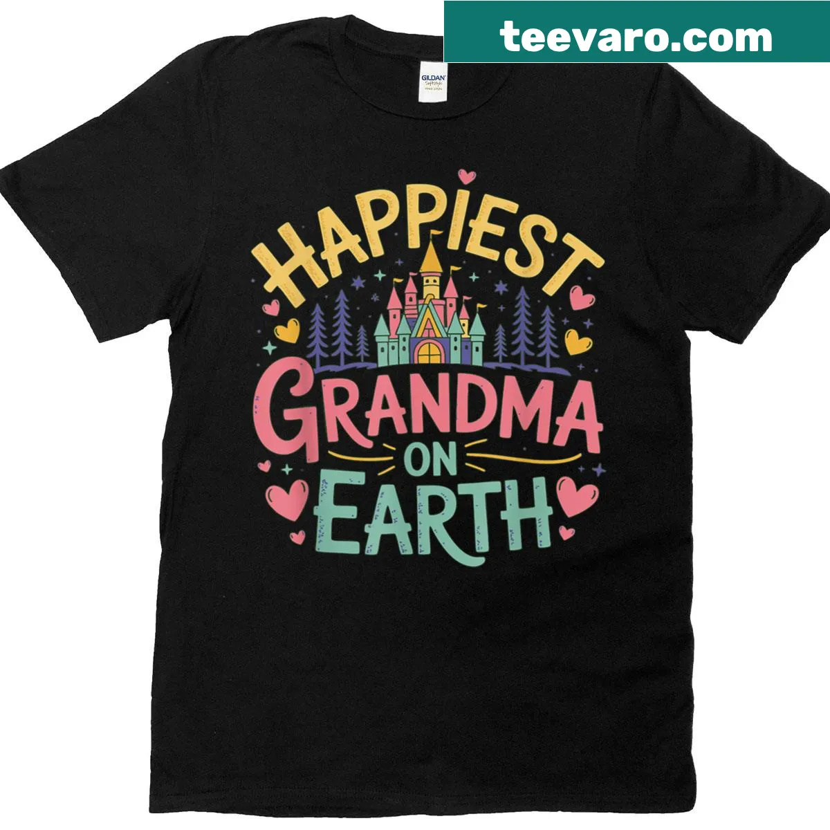 Typography design reading Happiest Grandma On Earth on a family tee. — on a men's t-shirt