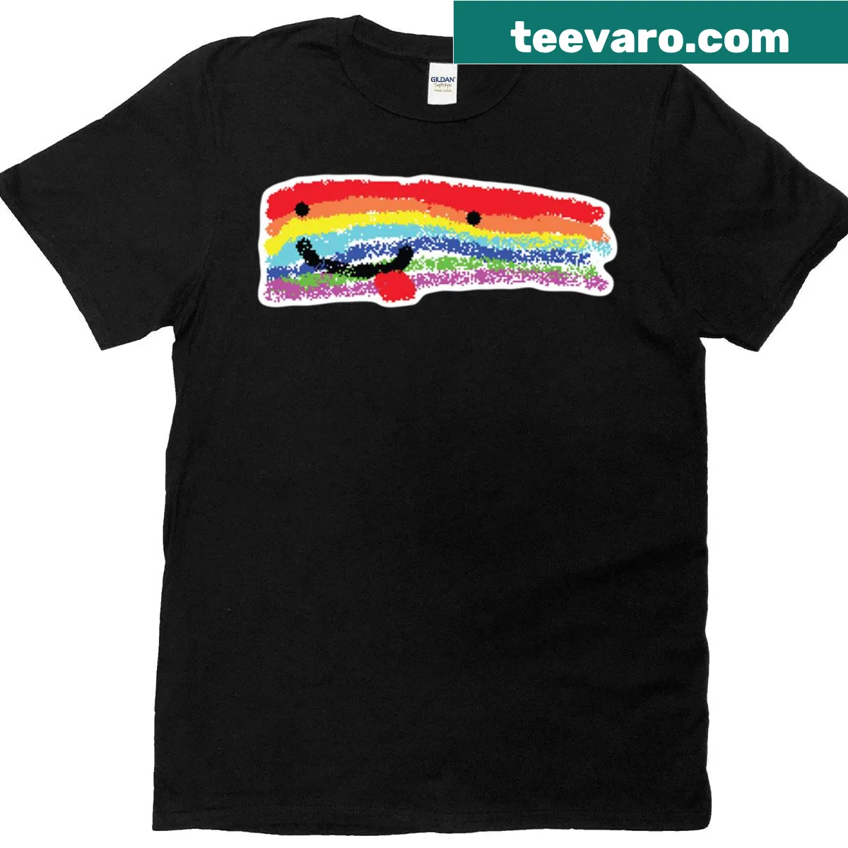 Oversized T-shirt featuring a rainbow Windows 95 graphic — on a men's t-shirt