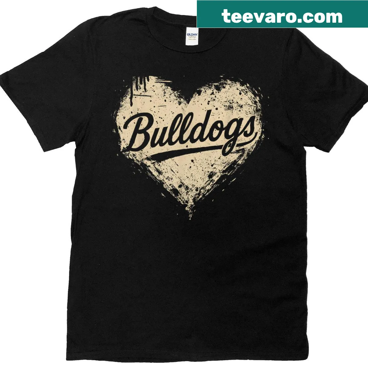 Personalized T-shirt featuring a bulldog graphic and customizable name — on a men's t-shirt