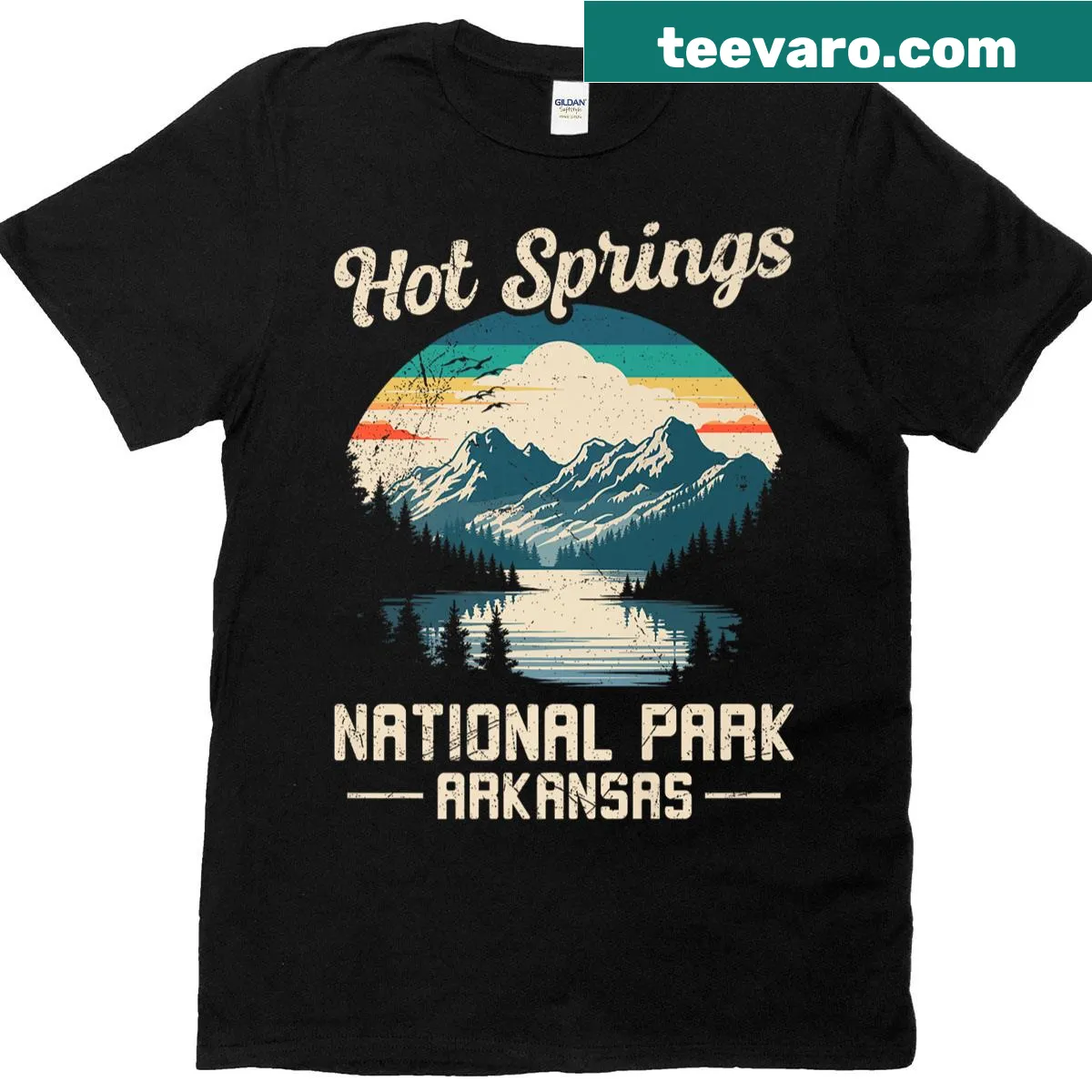 Vintage-style tee celebrating Hot Springs National Park, established 1851 — on a men's t-shirt