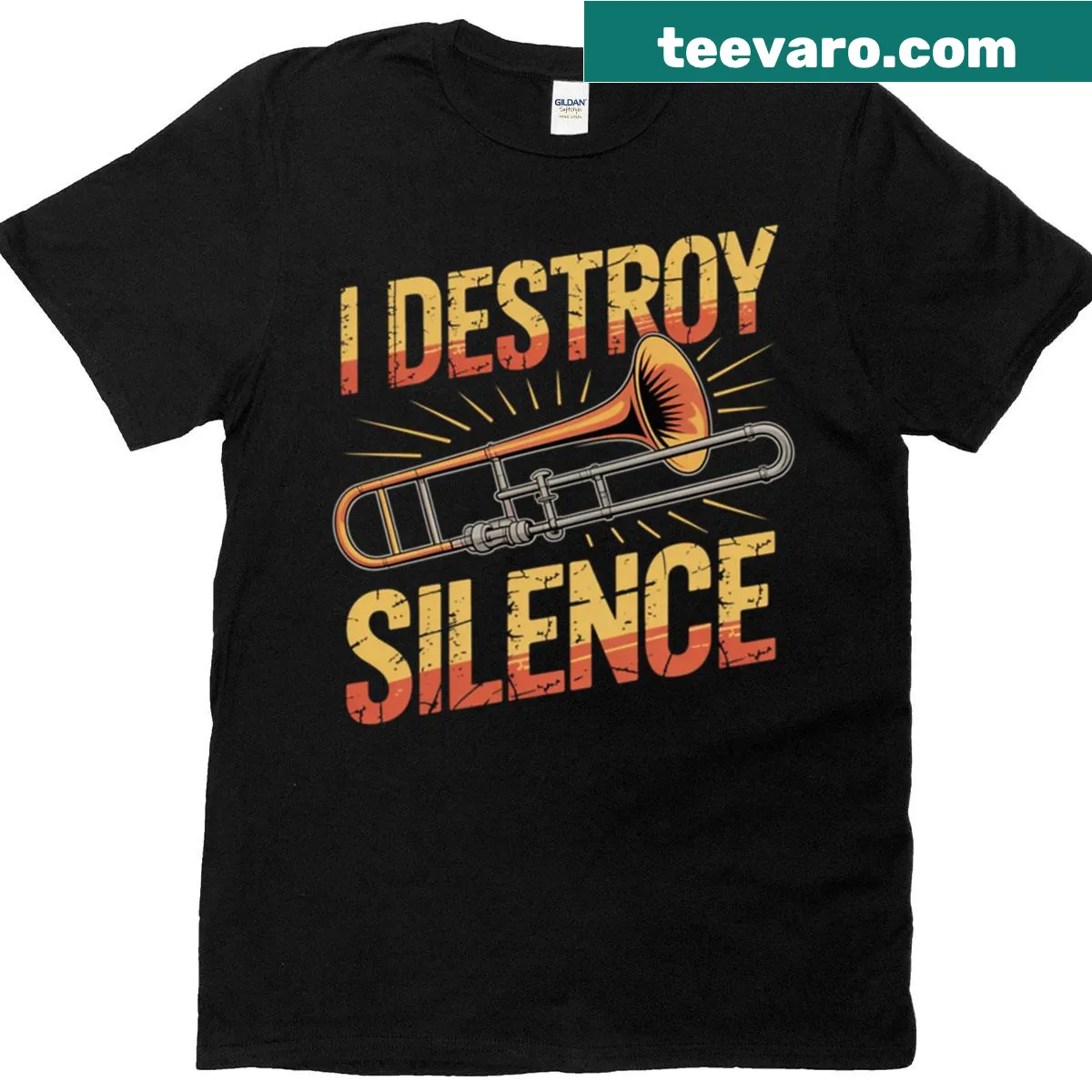 T-shirt with the phrase 'I Destroy Silence' for trombone players and band members — on a men's t-shirt