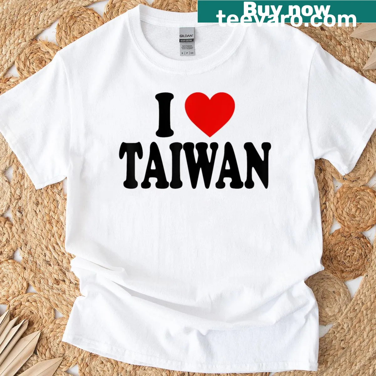 T-shirt showing love for Taiwan with heart graphic — on a men's t-shirt