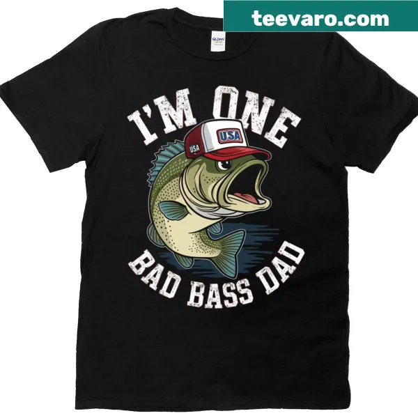 Funny fishing T-shirt for dads with humorous text about bass fishing