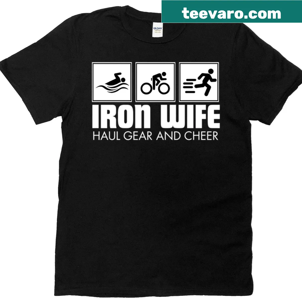 T-shirt featuring 'Iron Wife' with a motivational theme — on a men's t-shirt