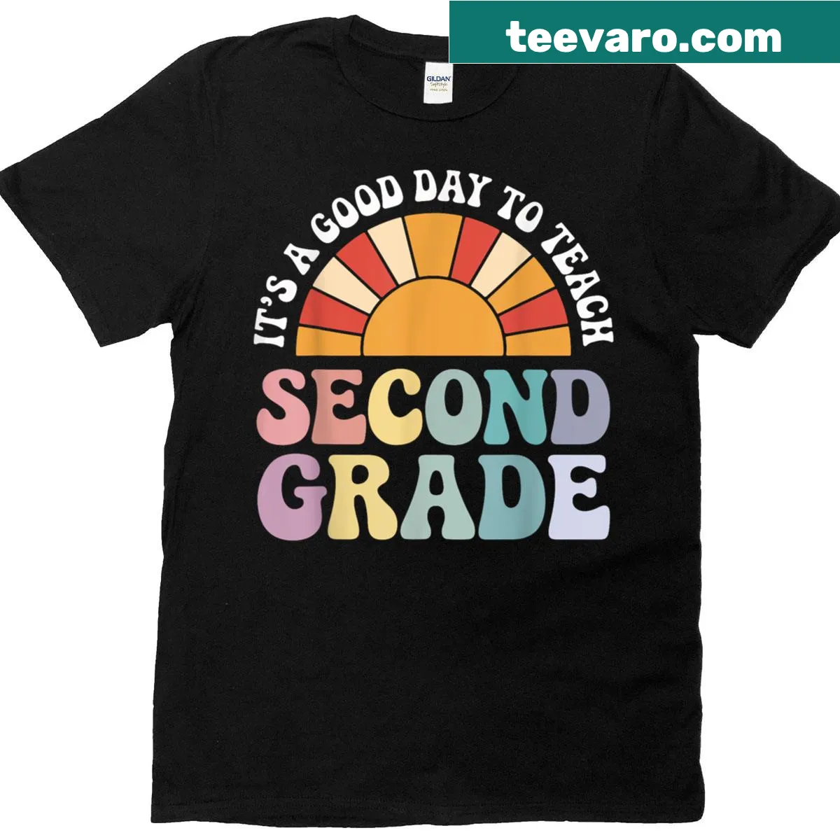 Retro teacher t-shirt celebrating teaching second grade — on a men's t-shirt