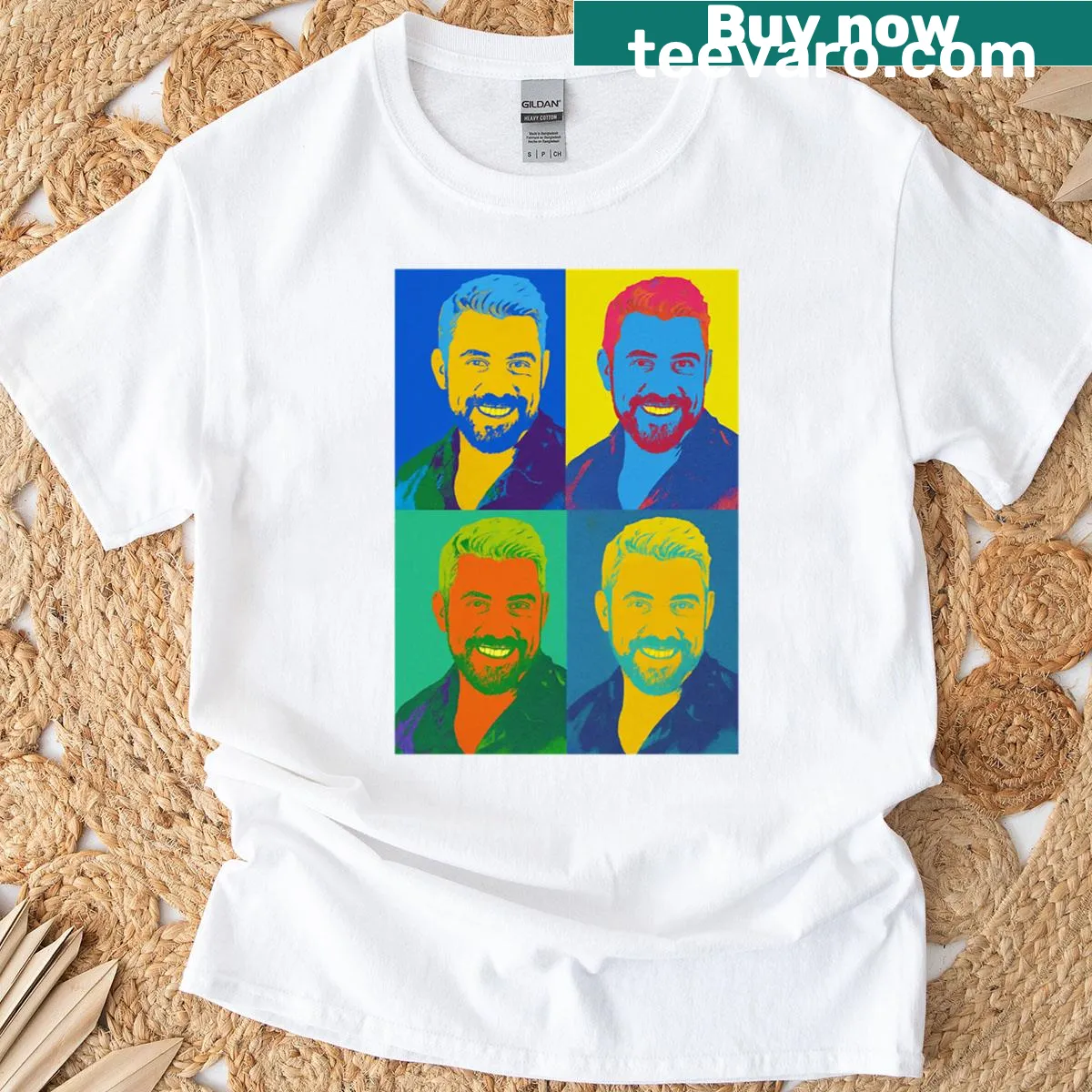 Artistic t-shirt featuring a design inspired by Joe Warhol — on a men's t-shirt