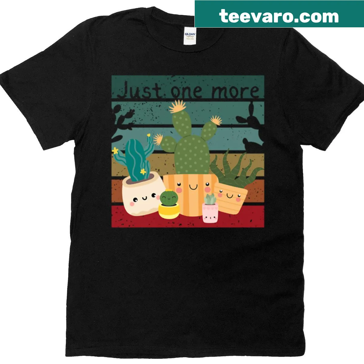 Cute T-shirt featuring kawaii succulents design — on a men's t-shirt
