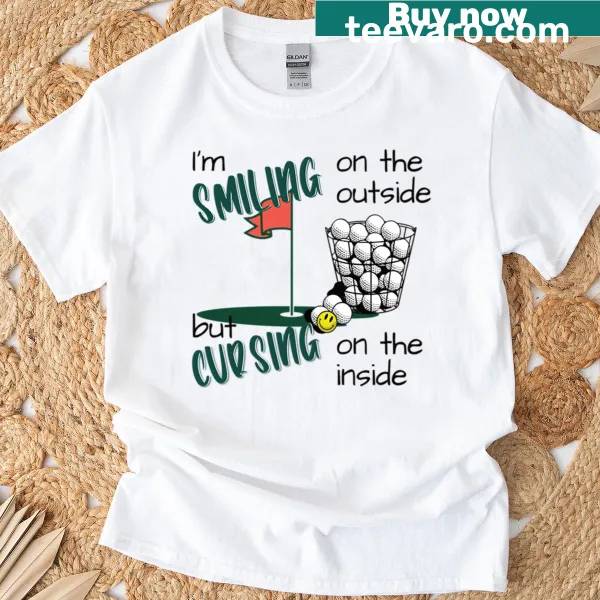 Oversized t-shirt with playful text 'Keep Your Golf Smile'