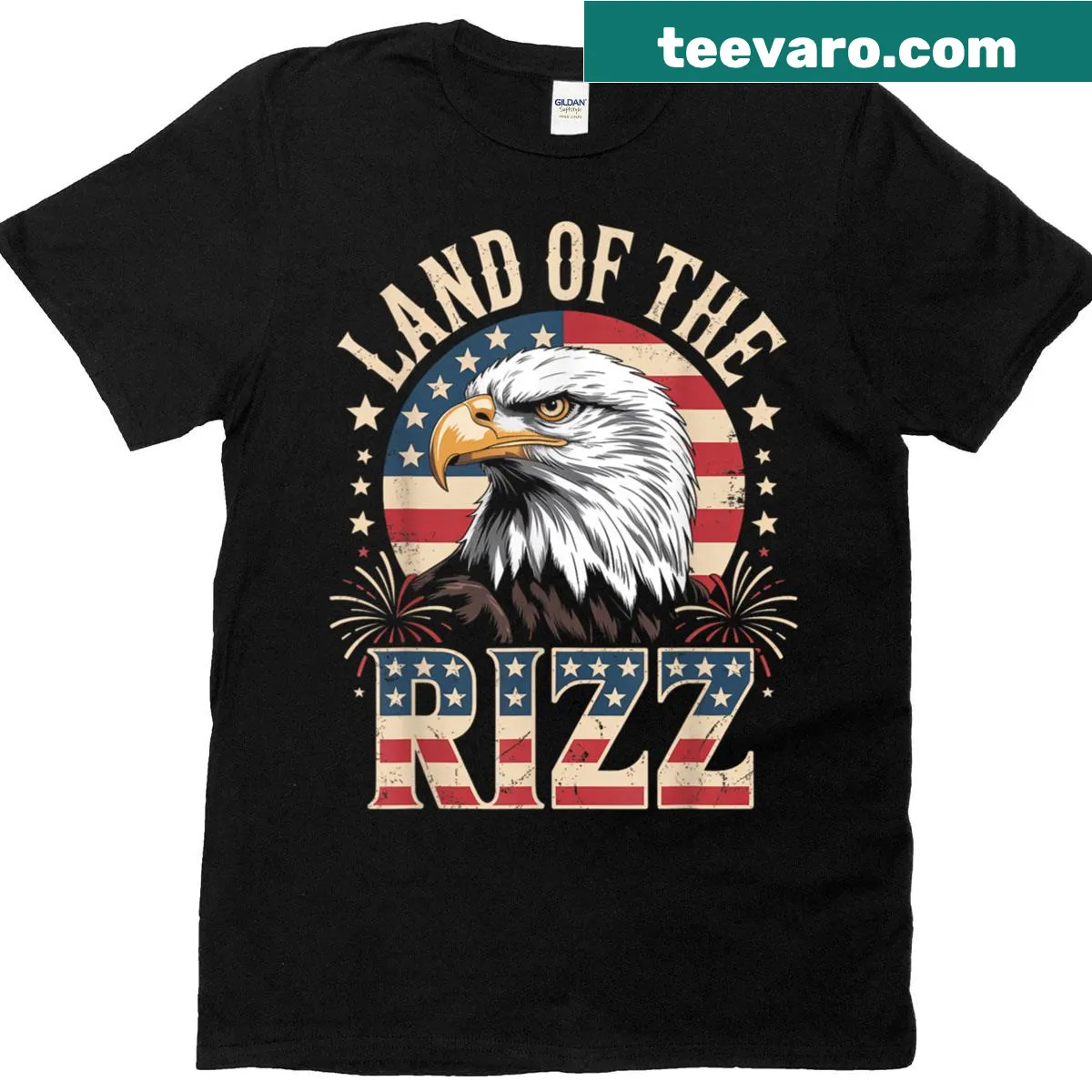 Funny patriotic eagle graphic on T-shirt — on a men's t-shirt