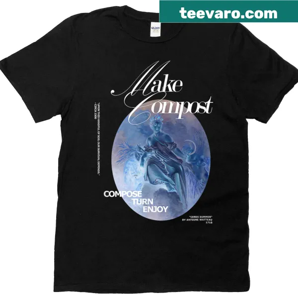 Beautiful graphic of Ceres promoting composting on a T-shirt