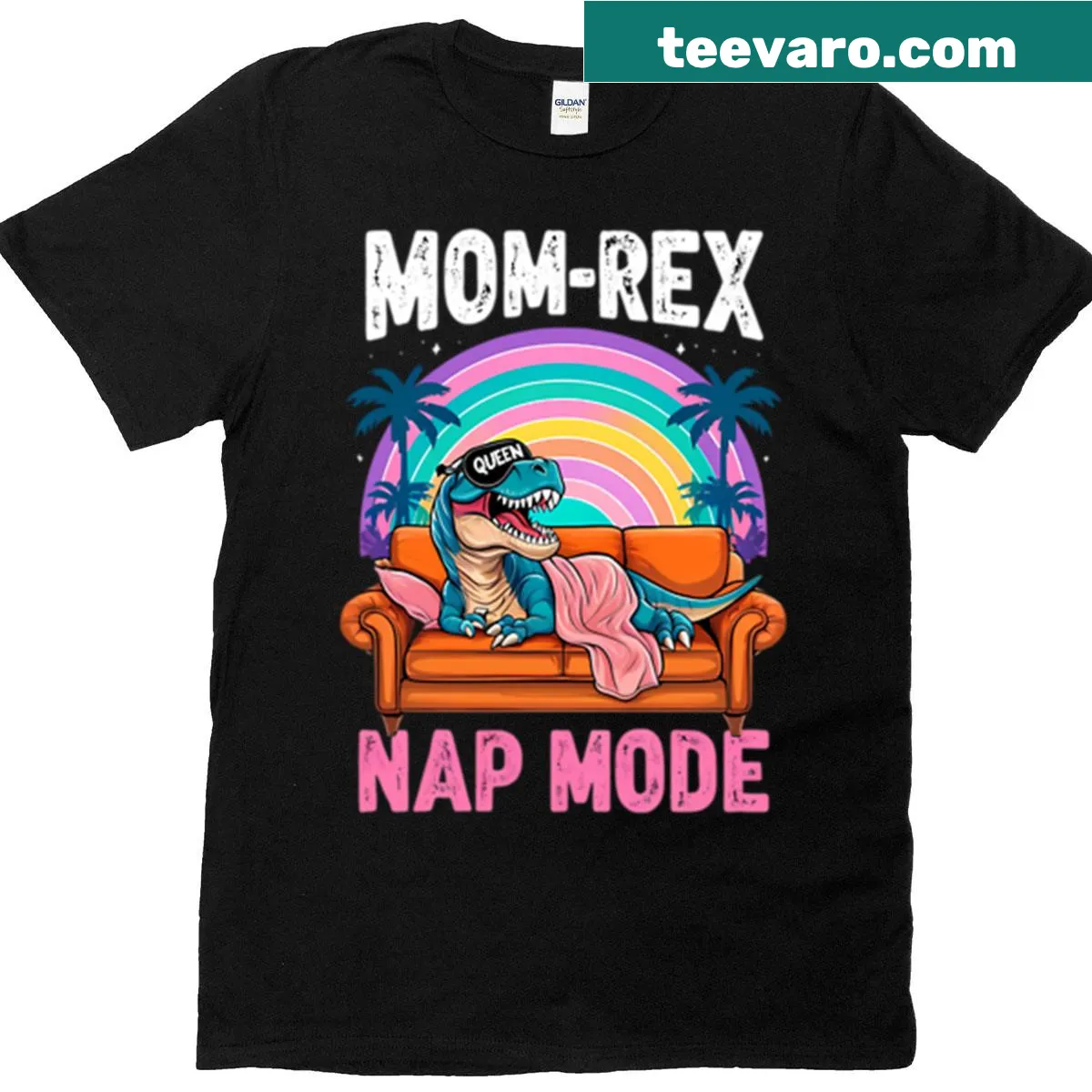 Funny 'Mom-rex Nap Mode' t-shirt for moms featuring a playful graphic — on a men's t-shirt