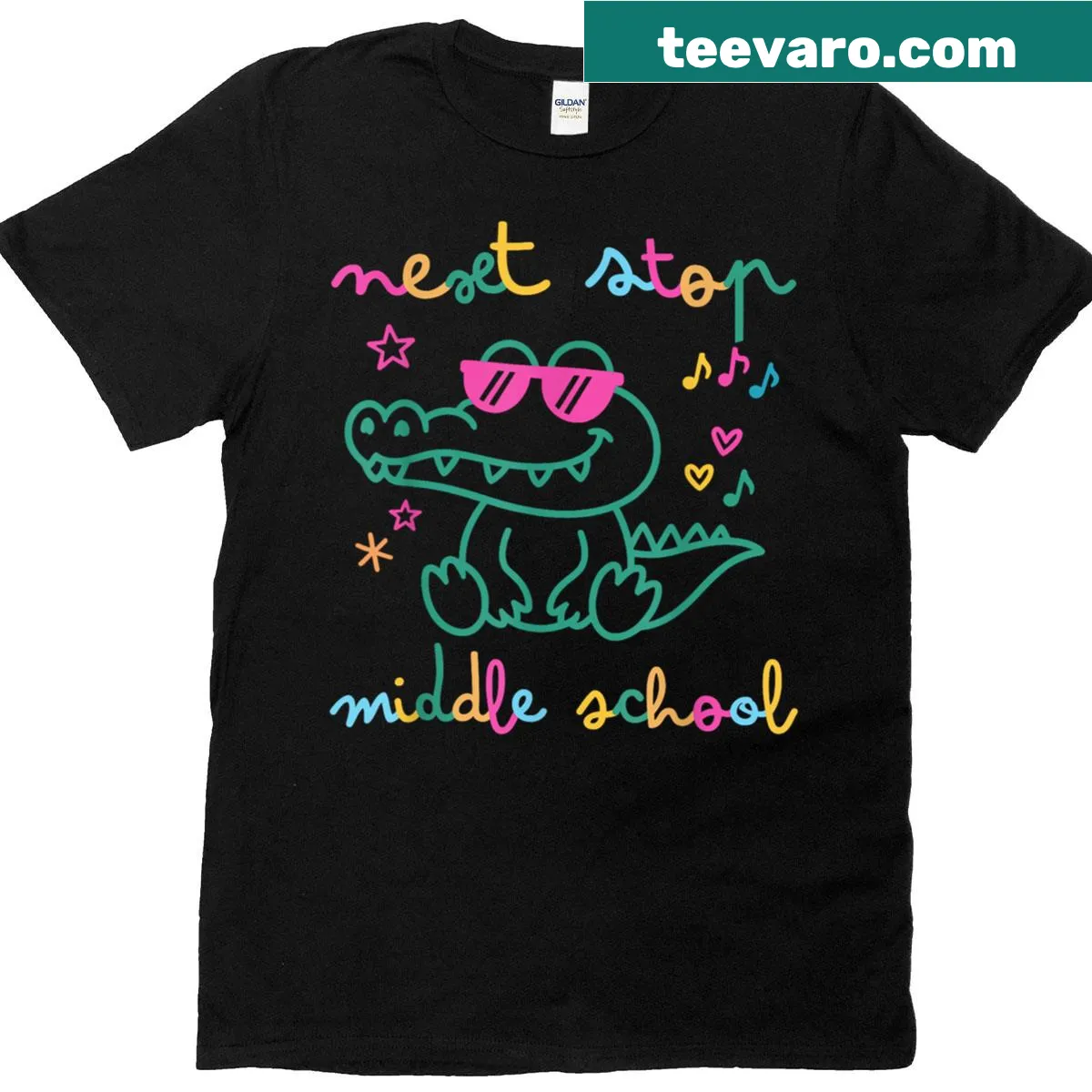 Funny alligator graphic t-shirt celebrating the last day of school. — on a men's t-shirt