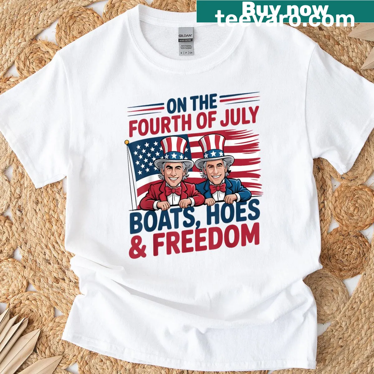 Funny 4th of July T-shirt with playful phrase about freedom — on a men's t-shirt
