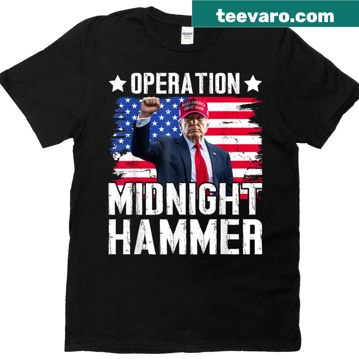 Vintage-style patriotic t-shirt with political themes — on a men's t-shirt