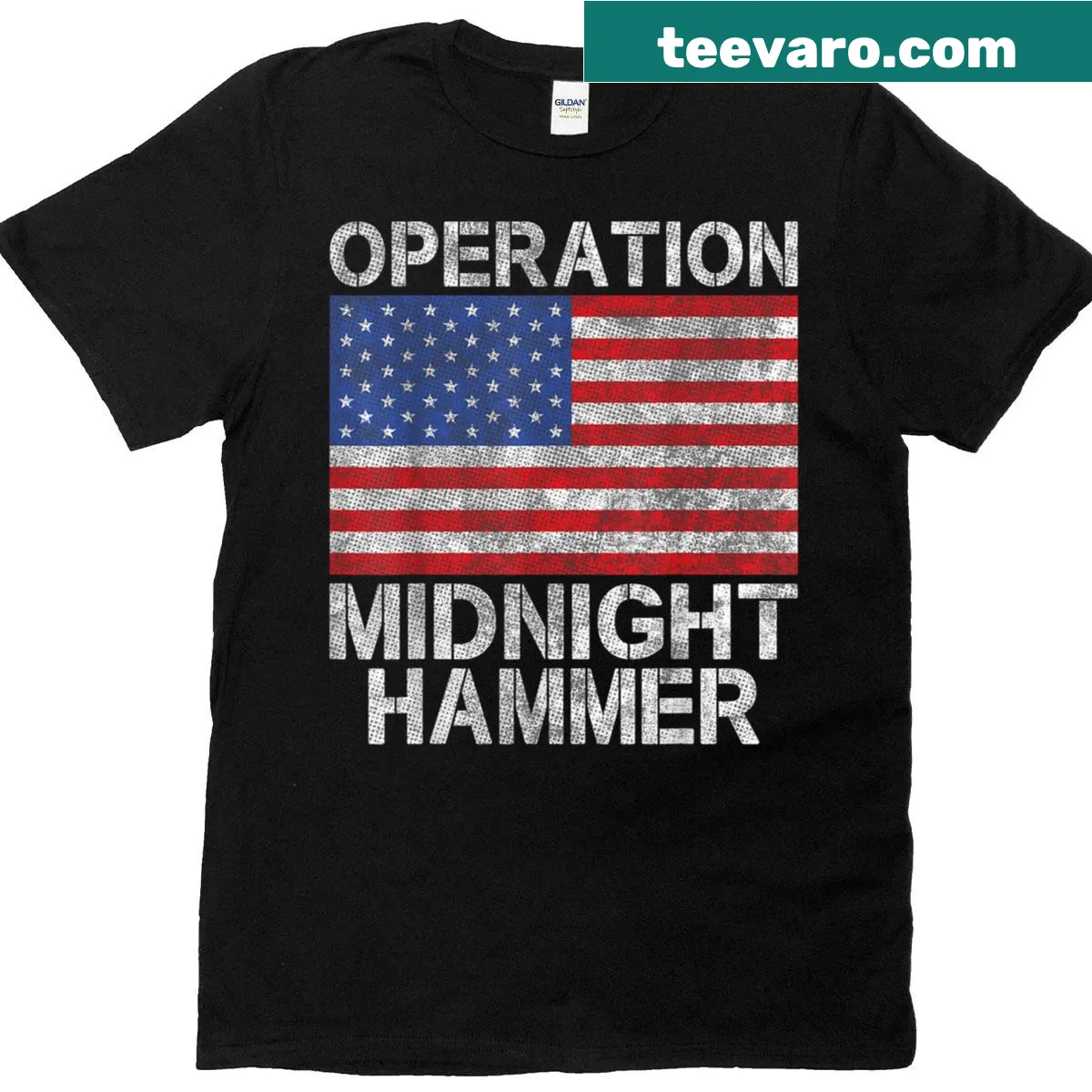 American flag illustration on military-themed t-shirt — on a men's t-shirt