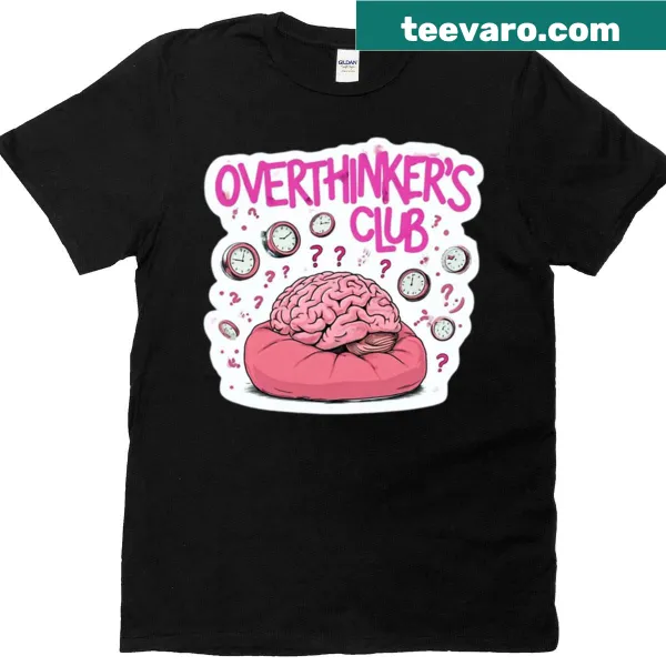 Typography design of Overthinkers Club on oversized T-shirt