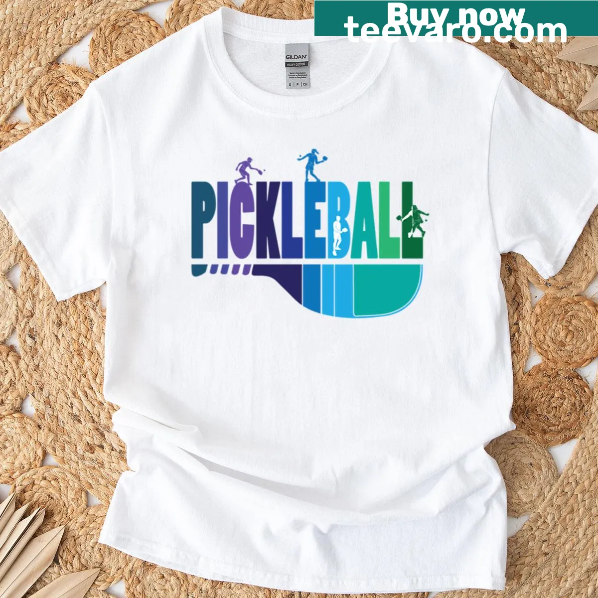 Retro silhouette of a pickleball player on a t-shirt — on a men's t-shirt