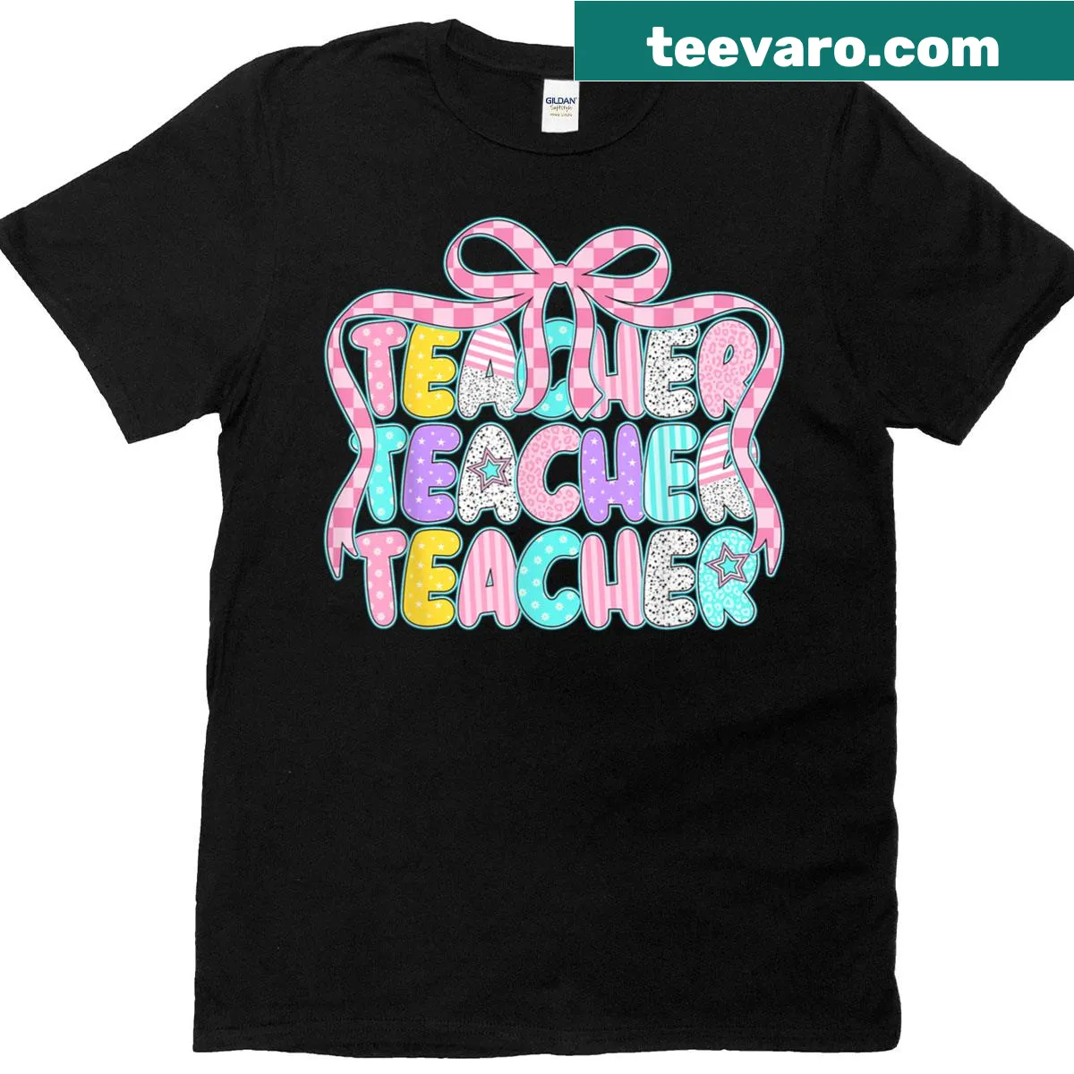Cute and stylish t-shirt for women teachers with a bow design — on a men's t-shirt