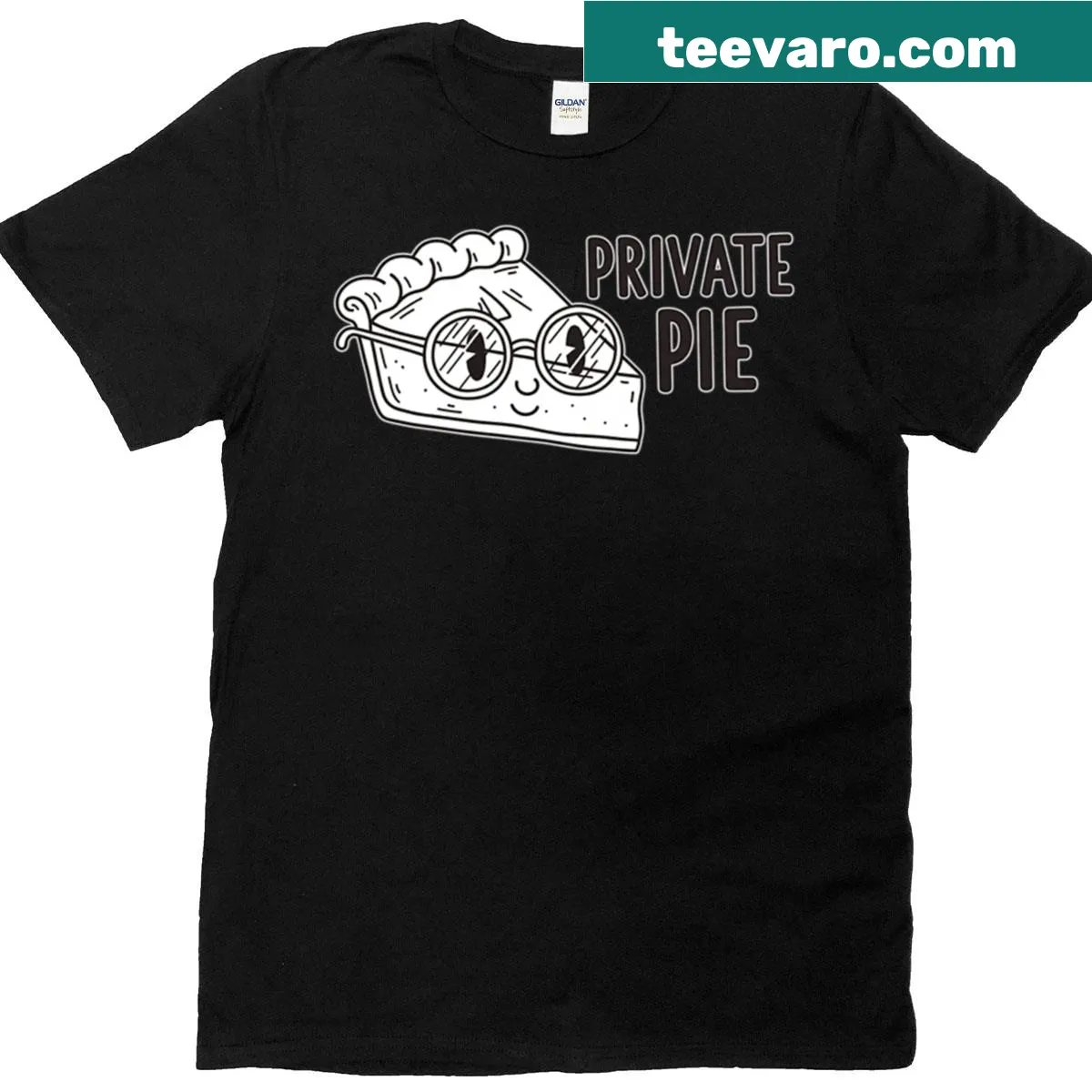 T-shirt featuring the phrase 'Private Pie' in a fun design — on a men's t-shirt