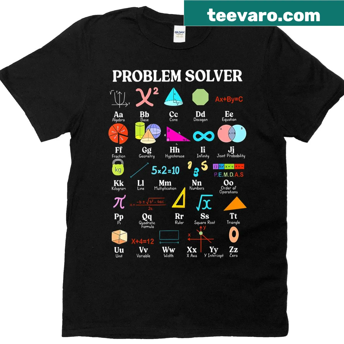 Teacher t-shirt featuring 'Problem Solver' and ABC design — on a men's t-shirt