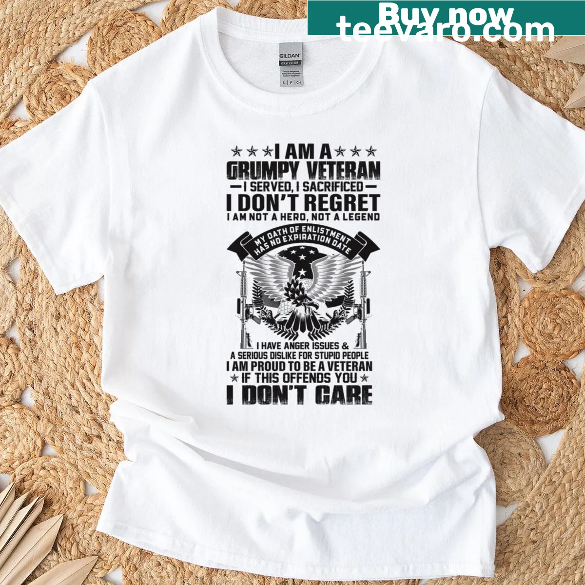 T-shirt for veterans featuring a statement about oath of enlistment — on a men's t-shirt