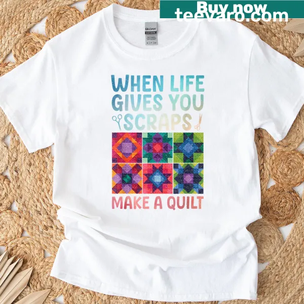 T-shirt celebrating quilting for women featuring a sentimental design