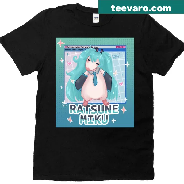 Oversized t-shirt featuring Ratsune Miku, a rodent-themed character